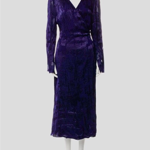 Diane von Furstenberg Purple Jacquard Wrap Dress M – Iconic DVF - Picture 2 of 10